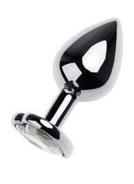 Серебристая анальная пробка с прозрачным кристаллом-сердцем - 8 см. - ToyFa - купить с доставкой в Подольске