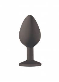 Чёрная анальная пробка Emotions Cutie Medium с прозрачным кристаллом - 8,5 см. - Lola Games - купить с доставкой в Подольске