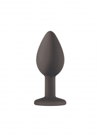 Чёрная анальная пробка Emotions Cutie Small с жёлтым кристаллом - 7,5 см. - Lola Games - купить с доставкой в Подольске