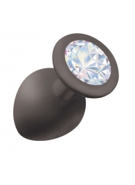 Чёрная анальная пробка Emotions Cutie Large с прозрачным кристаллом - 10 см. - Lola Games - купить с доставкой в Подольске