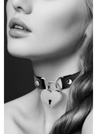 Черный чокер с замком в форме сердца - Bijoux Pour Toi - купить с доставкой в Подольске