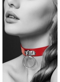 Красный узенький чокер с кольцом - Bijoux Pour Toi - купить с доставкой в Подольске