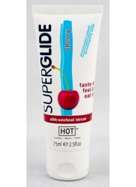 Съедобный лубрикант на водной основе Superglide с ароматом вишни - 75 мл. - HOT - купить с доставкой в Подольске