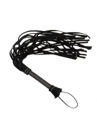 Чёрная плеть с кожаной рукоятью - 65 см. - Sitabella - купить с доставкой в Подольске
