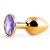 Золотистая анальная пробка с фиолетовым стразом - 7,2 см. - Anal Jewelry Plug - купить с доставкой в Подольске