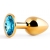 Золотистая анальная пробка с голубым стразом - 7,2 см. - Anal Jewelry Plug - купить с доставкой в Подольске