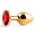 Золотистая анальная пробка с красным стразом - 7,2 см. - Anal Jewelry Plug - купить с доставкой в Подольске