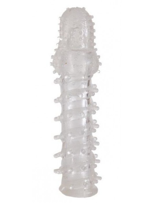 Прозрачная, закрытая насадка с шипами и точками - 13,5 см. - Toyfa Basic - в Подольске купить с доставкой