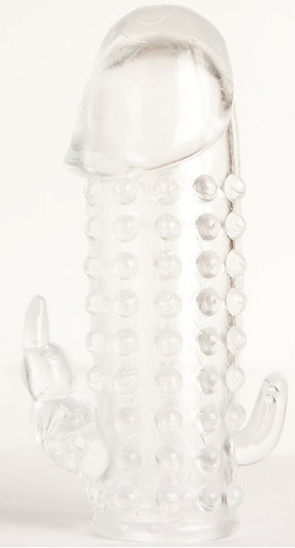 Гелевая прозрачная насадка с 2 отростками - 13 см. - Toyfa Basic - в Подольске купить с доставкой