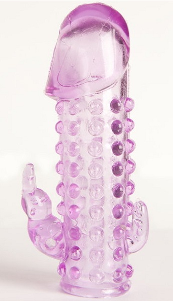 Закрытая фиолетовая насадка с 2 отростками - 13 см. - Toyfa Basic - в Подольске купить с доставкой