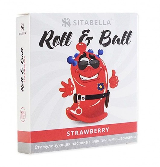 Стимулирующий презерватив-насадка Roll   Ball Strawberry - Sitabella - купить с доставкой в Подольске
