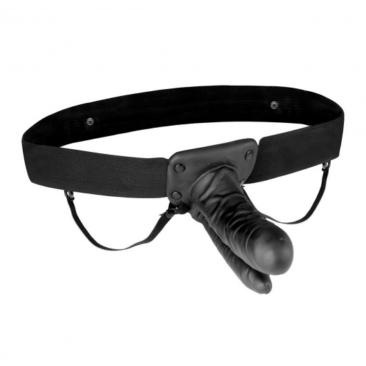 Полый страпон с двумя отростками и вибрацией Unisex Vibrating Hollow Strap-On Double Penetrating Dildo - 17,8 см. - Lux Fetish - купить с доставкой в Подольске