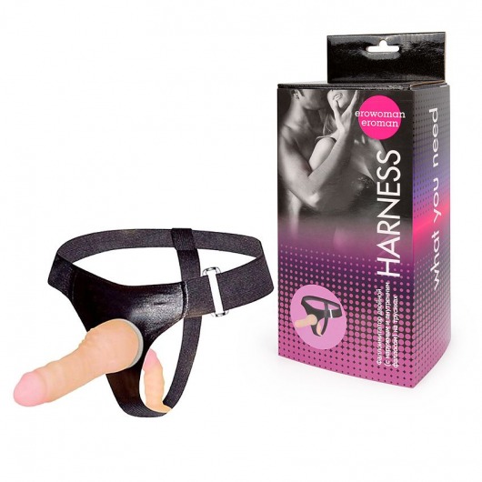 Страпон с вагинальной пробкой - 16,5 см. - Erowoman-Eroman - купить с доставкой в Подольске