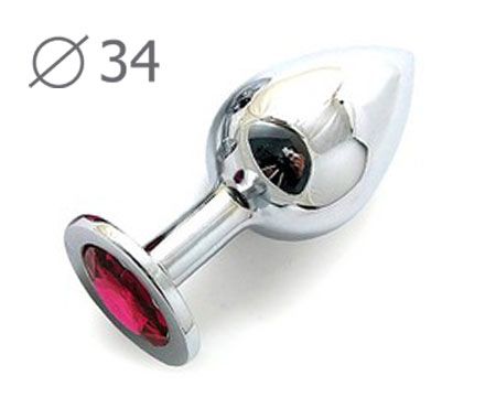 Коническая серебристая анальная втулка с малиновым кристаллом - 8,2 см. - Anal Jewelry Plug - купить с доставкой в Подольске