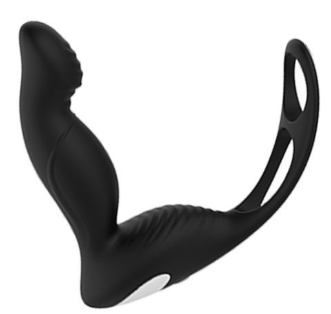 Черный вибромассажер простаты P-PLEASER W ERECTION ENHANCE - Dream Toys - в Подольске купить с доставкой