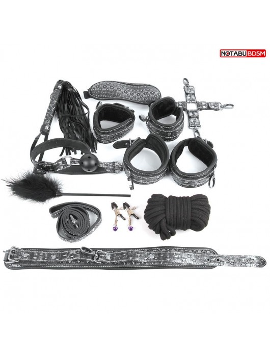 Чёрно-серебристый набор БДСМ - Notabu - купить с доставкой в Подольске