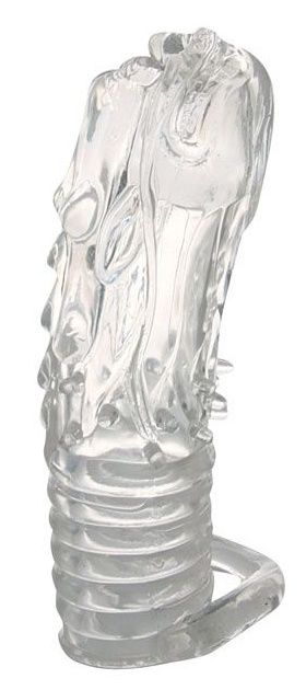 Закрытая прозрачная насадка в форме дракона с креплением-колечком - 14 см. - Erowoman-Eroman - в Подольске купить с доставкой