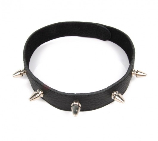 Черный ошейник на липучке с металлическими шипами - Notabu - купить с доставкой в Подольске