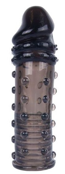 Черная насадка на пенис с пупырышками - 15 см. - Sex Expert - в Подольске купить с доставкой