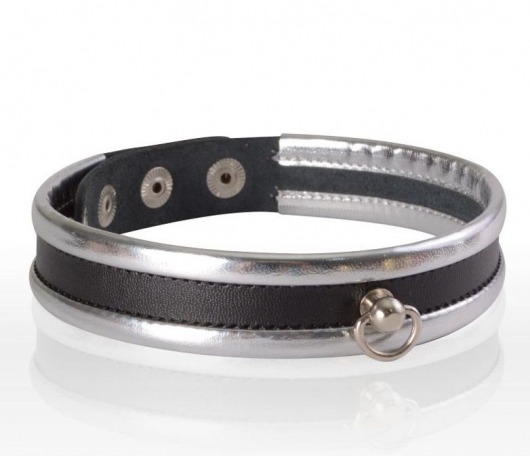 Узкий серебристо-черный ошейник - Sitabella - купить с доставкой в Подольске