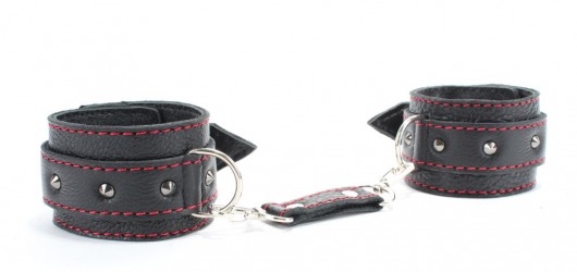 Черные оковы с шипами и контрастной строчкой - БДСМ Арсенал - купить с доставкой в Подольске