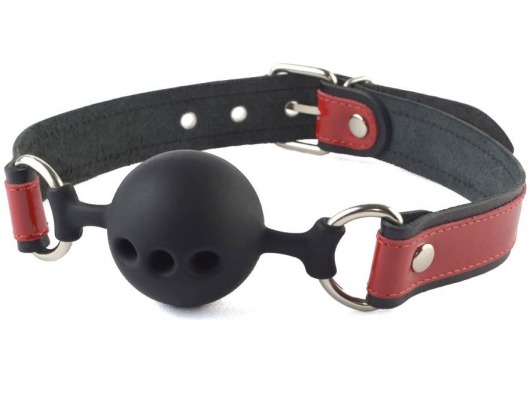 Кляп-шар на черно-красных кожаных ремешках - Sitabella - купить с доставкой в Подольске