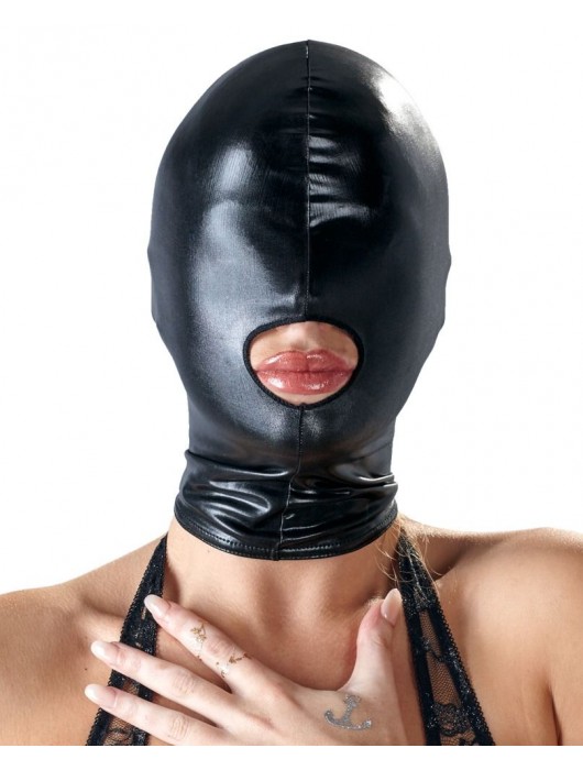 Черная эластичная маска на голову с отверстием для рта - Orion - купить с доставкой в Подольске