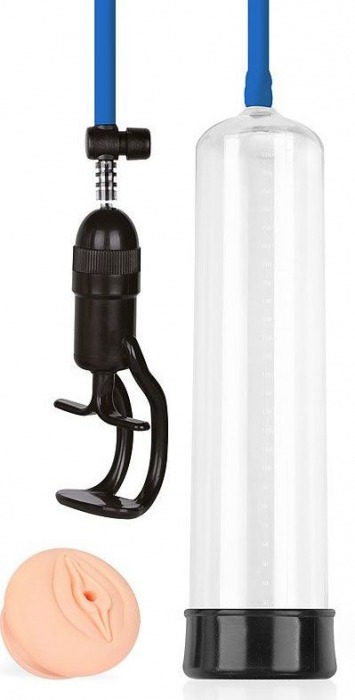 Прозрачная вакуумная помпа Sex Expert с насадкой-вагиной - Sex Expert - в Подольске купить с доставкой