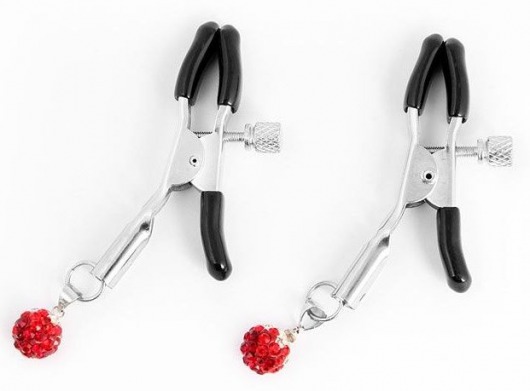 Металлические зажимы на соски с декором в виде красных шариков - Notabu - купить с доставкой в Подольске