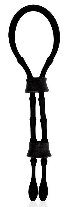 Черное силиконовое эрекционное кольцо-лассо с двумя утяжками - Sex Expert - в Подольске купить с доставкой