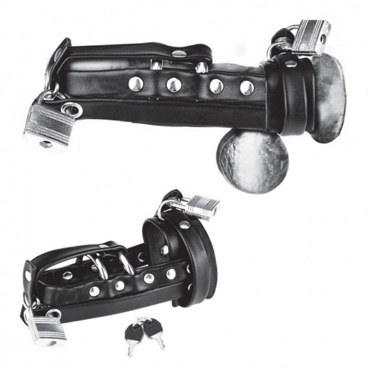 Плотная черная сбруя целомудрия для пениса на замочке - BlueLine - купить с доставкой в Подольске