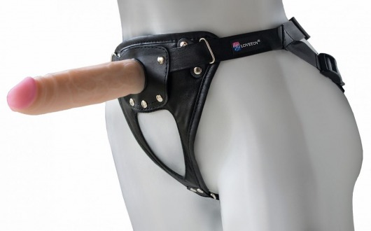 Черный пояс-трусики с насадкой  Soft-Принц  - 17 см. - LOVETOY (А-Полимер) - купить с доставкой в Подольске