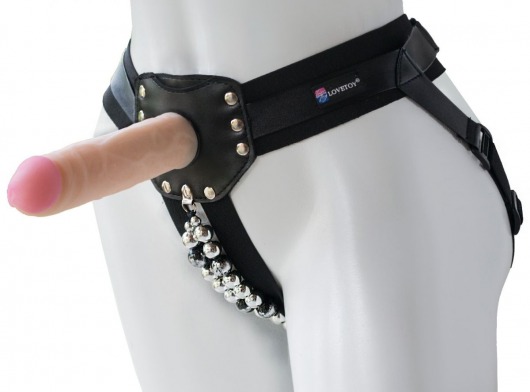 Черный пояс-трусики с насадкой  Гламур Dana  - 15,5 см. - LOVETOY (А-Полимер) - купить с доставкой в Подольске