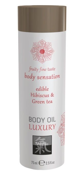 Съедобное массажное масло с ароматом гибискуса и зеленого чая - 75 мл. - Shiatsu - купить с доставкой в Подольске