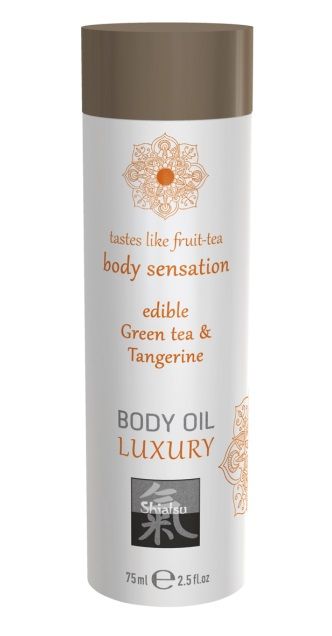 Съедобное массажное масло с ароматом зеленого чая и мандарина - 75 мл. - Shiatsu - купить с доставкой в Подольске