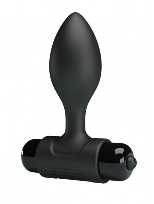 Черная анальная пробка с мощной вибрацией Vibra - 8,6 см. - Baile