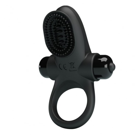 Черное эрекционное виброкольцо в клиторальной щеточкой Vibrant Penis Ring II - Baile - в Подольске купить с доставкой