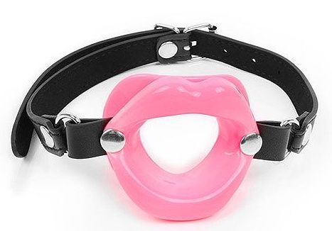 Розовый кляп-губки на черном ремешке - Notabu - купить с доставкой в Подольске