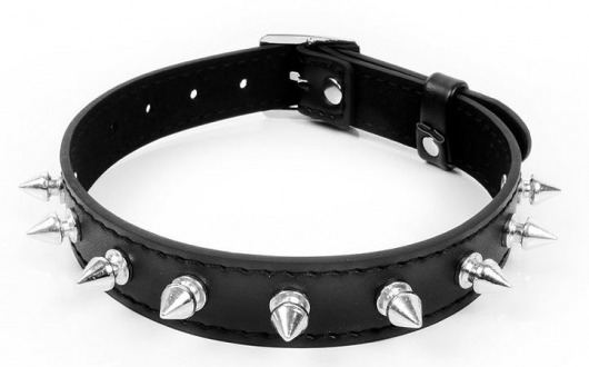 Черный ошейник с серебристыми шипами - Notabu - купить с доставкой в Подольске