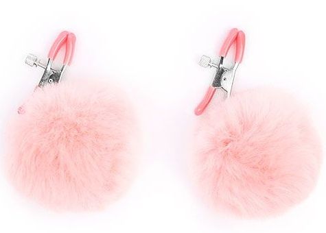 Зажимы для сосков с розовым пушком - Notabu - купить с доставкой в Подольске