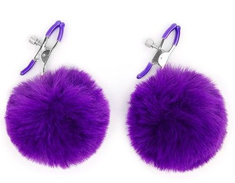 Зажимы для сосков с фиолетовым пушком - Notabu - купить с доставкой в Подольске