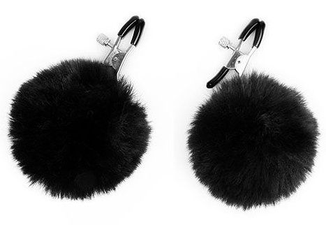 Зажимы для сосков с черным пушком - Notabu - купить с доставкой в Подольске