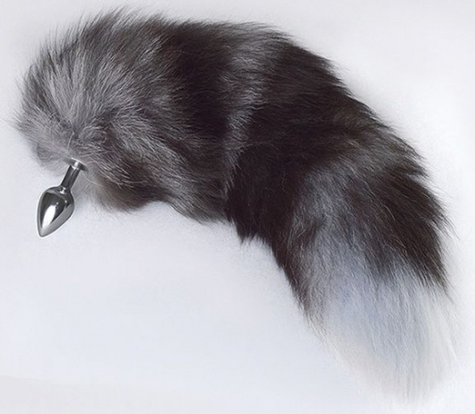 Серебристая анальная пробка с пушистым хвостом - Sitabella - купить с доставкой в Подольске