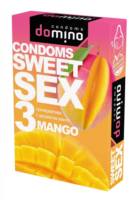 Презервативы для орального секса DOMINO Sweet Sex с ароматом манго - 3 шт. - Domino - купить с доставкой в Подольске
