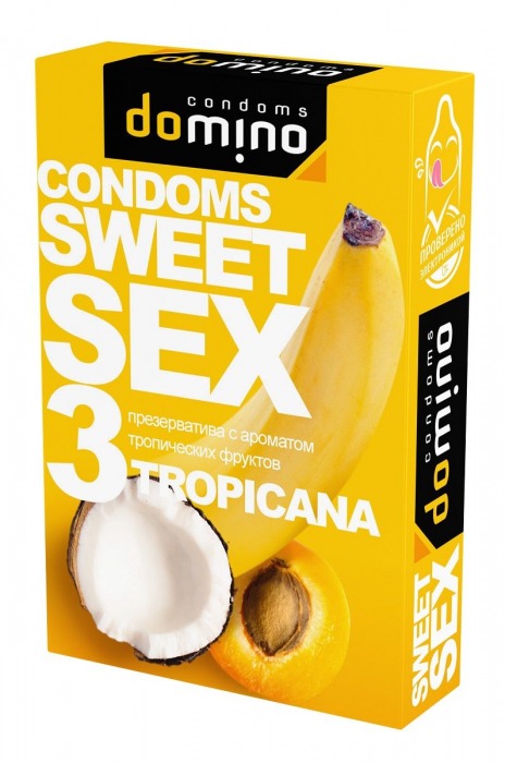 Презервативы для орального секса DOMINO Sweet Sex с ароматом тропических фруктов - 3 шт. - Domino - купить с доставкой в Подольске