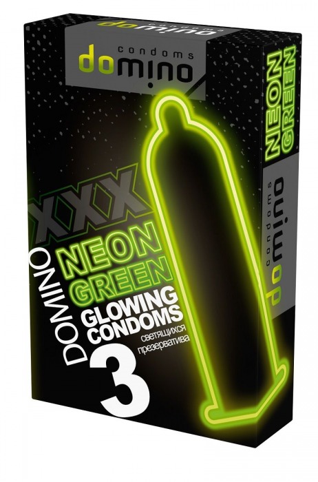 Презервативы DOMINO Neon Green со светящимся в темноте кончиком - 3 шт. - Domino - купить с доставкой в Подольске