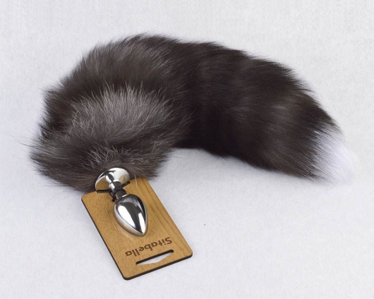 Серебристая анальная пробка с пушистым хвостиком - Sitabella - купить с доставкой в Подольске