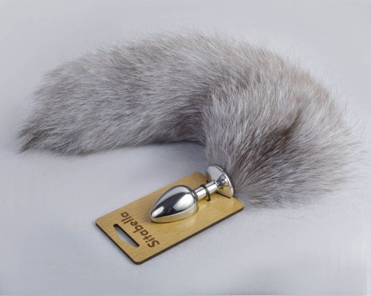 Серебристая анальная пробка с натуральным хвостиком - Sitabella - купить с доставкой в Подольске