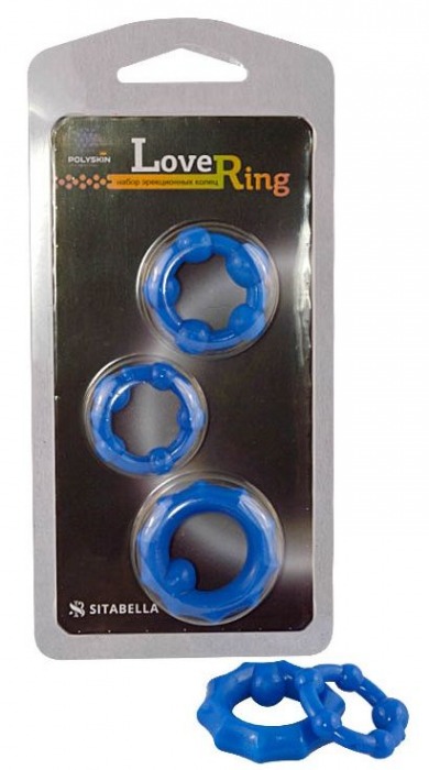 Набор из 3 синих рельефных эрекционных колец - Sitabella - в Подольске купить с доставкой