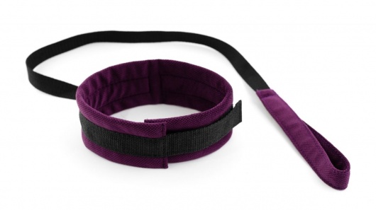 Фиолетово-черный ошейник My Rules с поводком - БДСМ Арсенал - купить с доставкой в Подольске